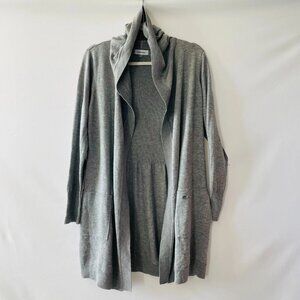 Calvin Klein Womens Gray Long Sleeve Open Front Hooded Cardigan Sweater Size M